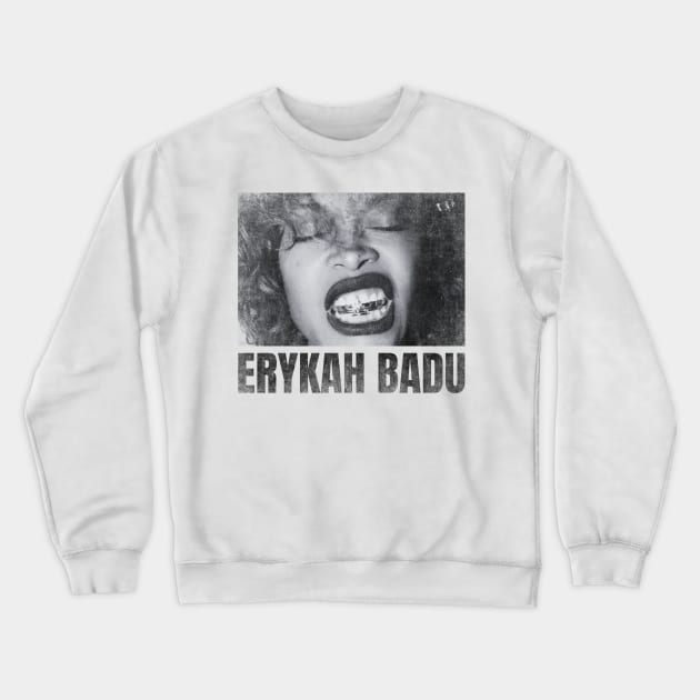 erykah badu simple urban black n white Crewneck Sweatshirt by sagitaerniart